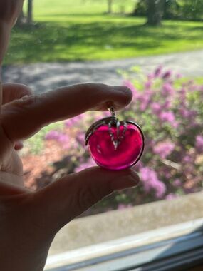 Vtg SARAH COVENTRY Red Pink Magenta Jelly Belly Plum Apple Fruit Brooch Pin